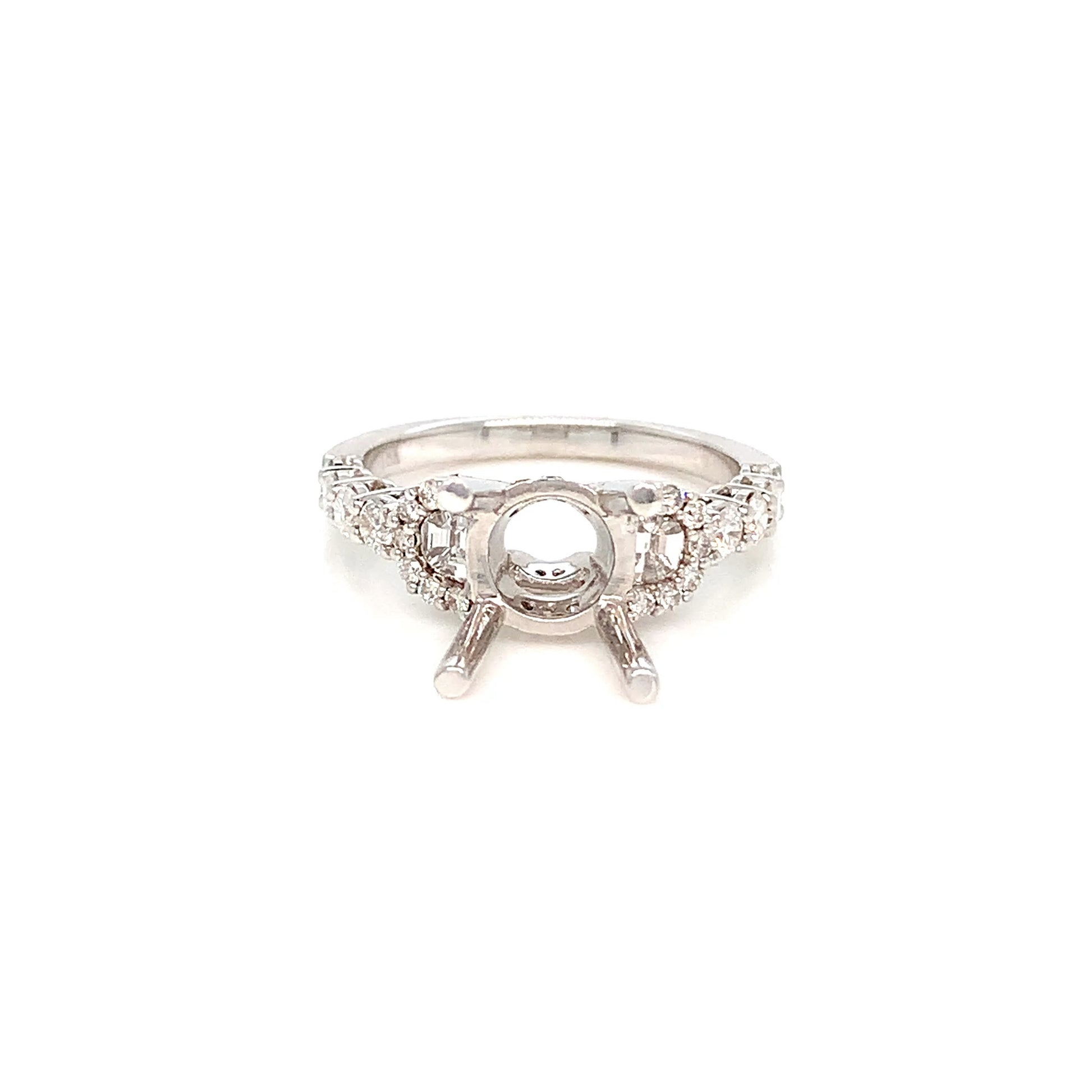 18K Gold Semi-Mount Ring | White Gold Fancy Diamond Setting