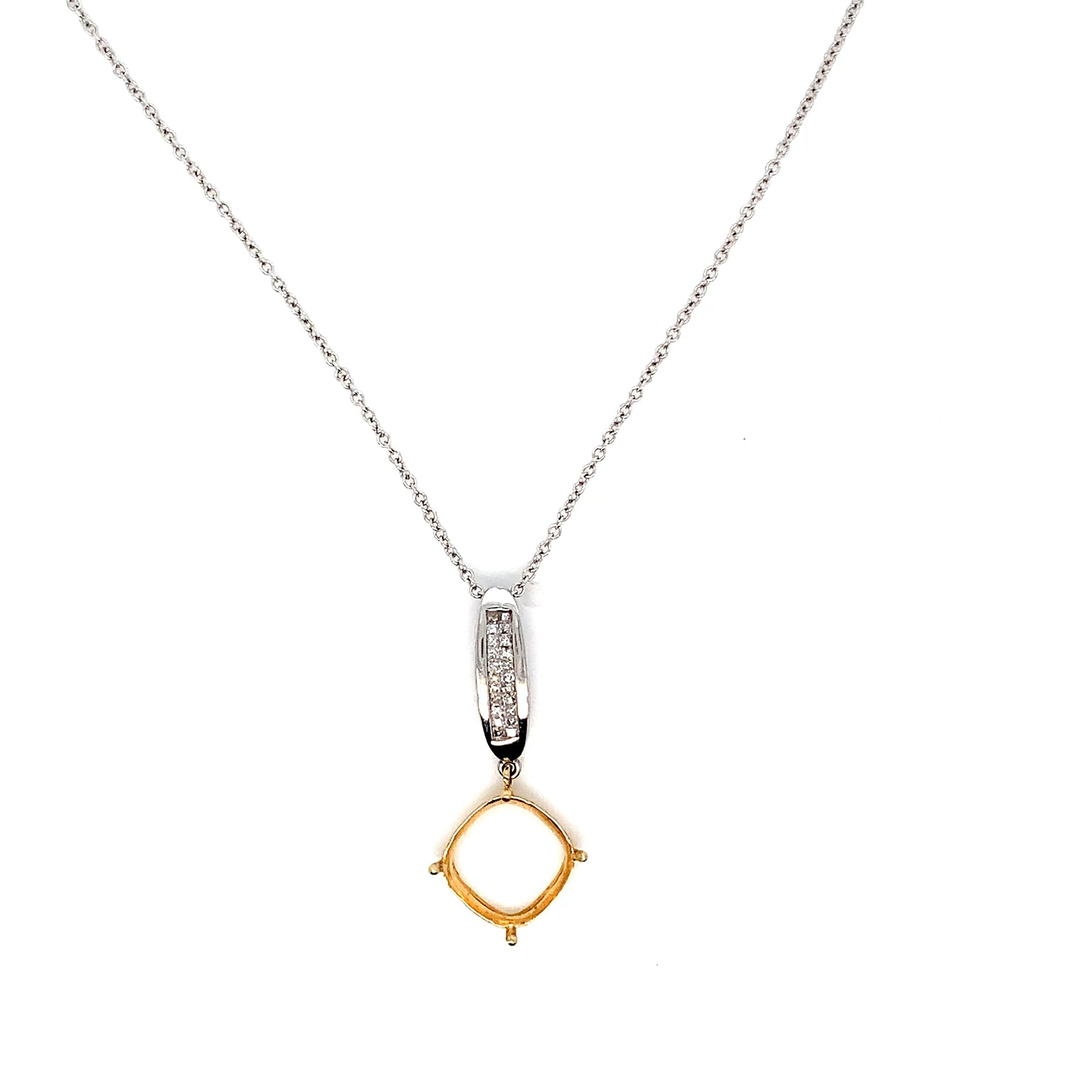 14K Gold Two-Tone Diamond Pendant Necklace | Elegant White & Yellow Gold Design