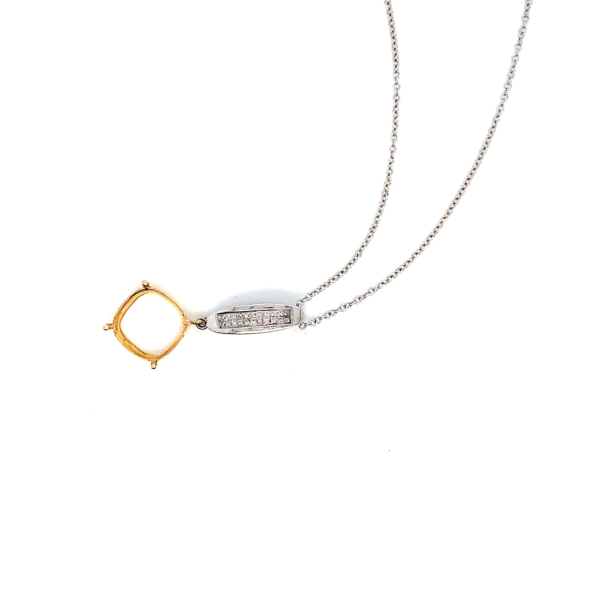 14K Gold Two-Tone Diamond Pendant Necklace | Elegant White & Yellow Gold Design
