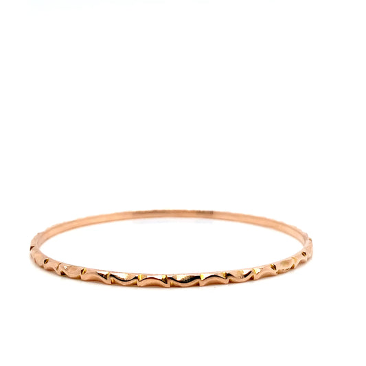 10K Gold Wave Motif Bracelet | Elegant Rose Gold Bangle