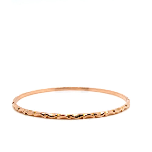 10K Gold Wave Motif Bracelet | Elegant Rose Gold Bangle