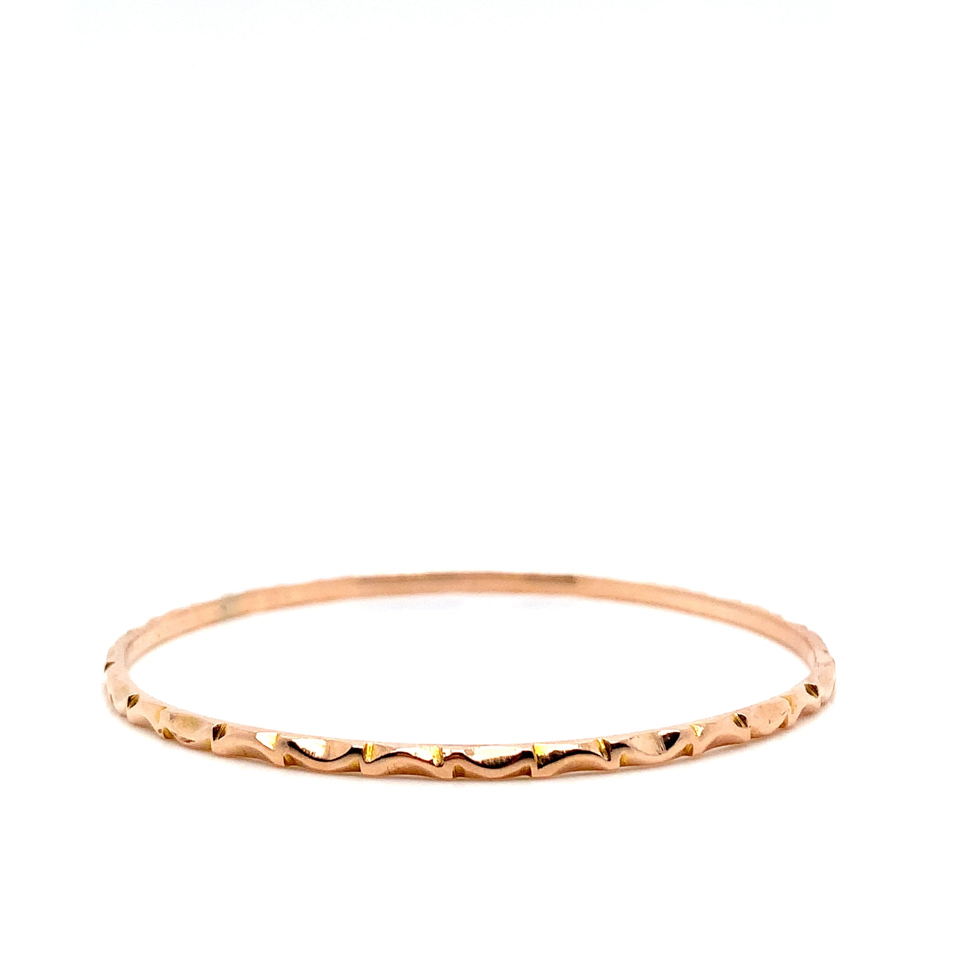 10K Gold Wave Motif Bracelet | Elegant Rose Gold Bangle