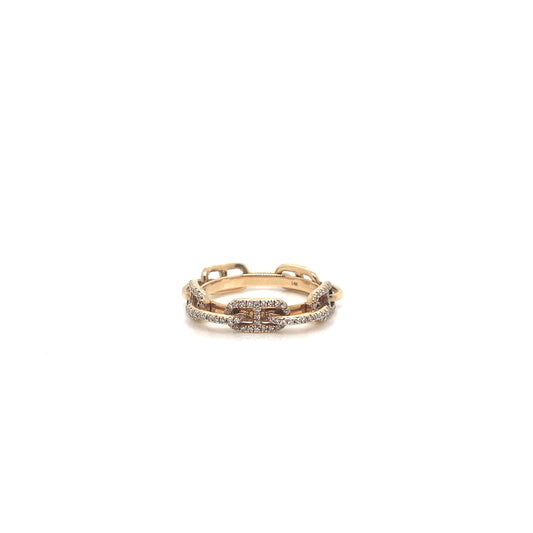 14K Gold Anchor Diamond Ring | Stackable Yellow Gold Band