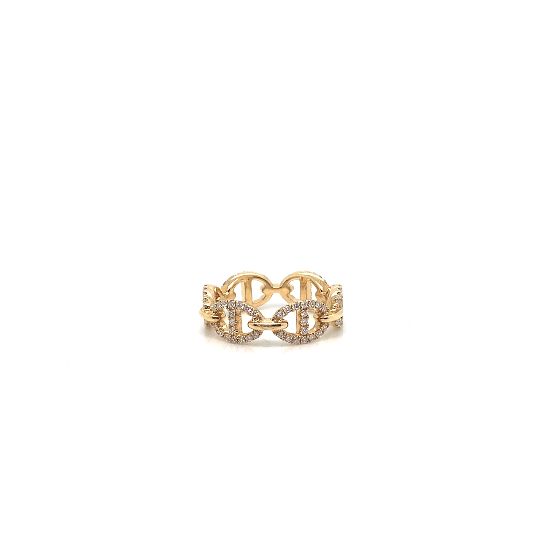 18K Gold Anchor Diamond Ring | Stackable Yellow Gold Band