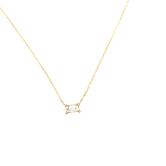 Gold Rectangular Diamond Pendant | 18K Yellow Gold Necklace