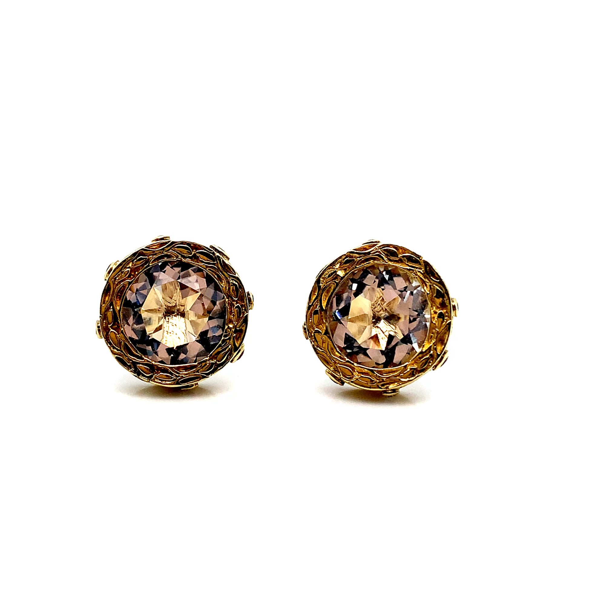 Gold Sapphire Ruby Cufflinks | 18K Diamond Circular Design