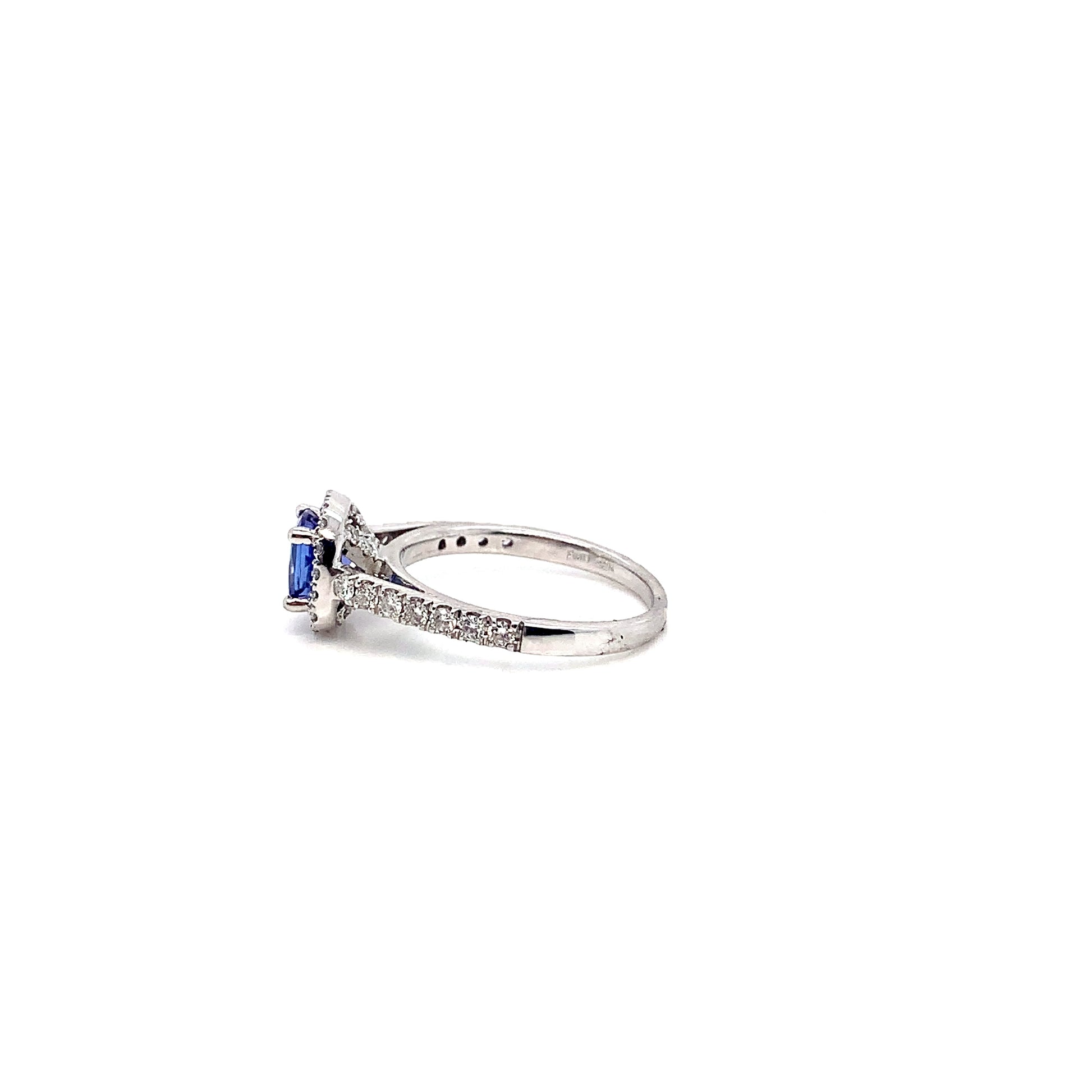 White Gold Tanzanite Ring | 10K Diamond Accent Band