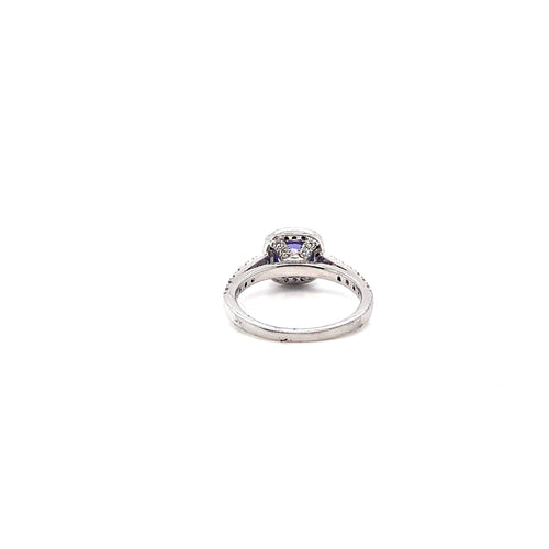 White Gold Tanzanite Ring | 10K Diamond Accent Band