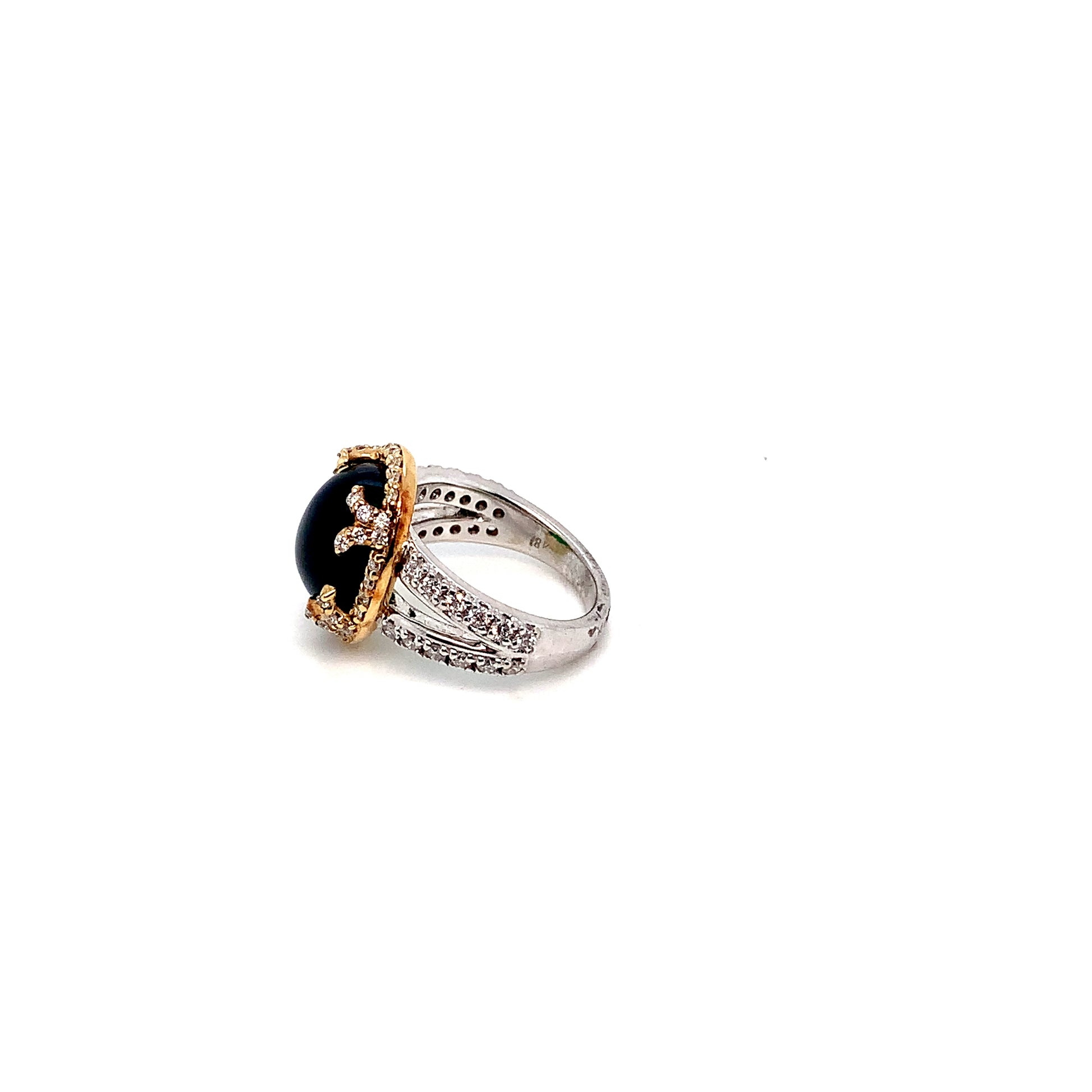 White Yellow Gold Diamond Ring | 18K Two-Tone Lab Created Center