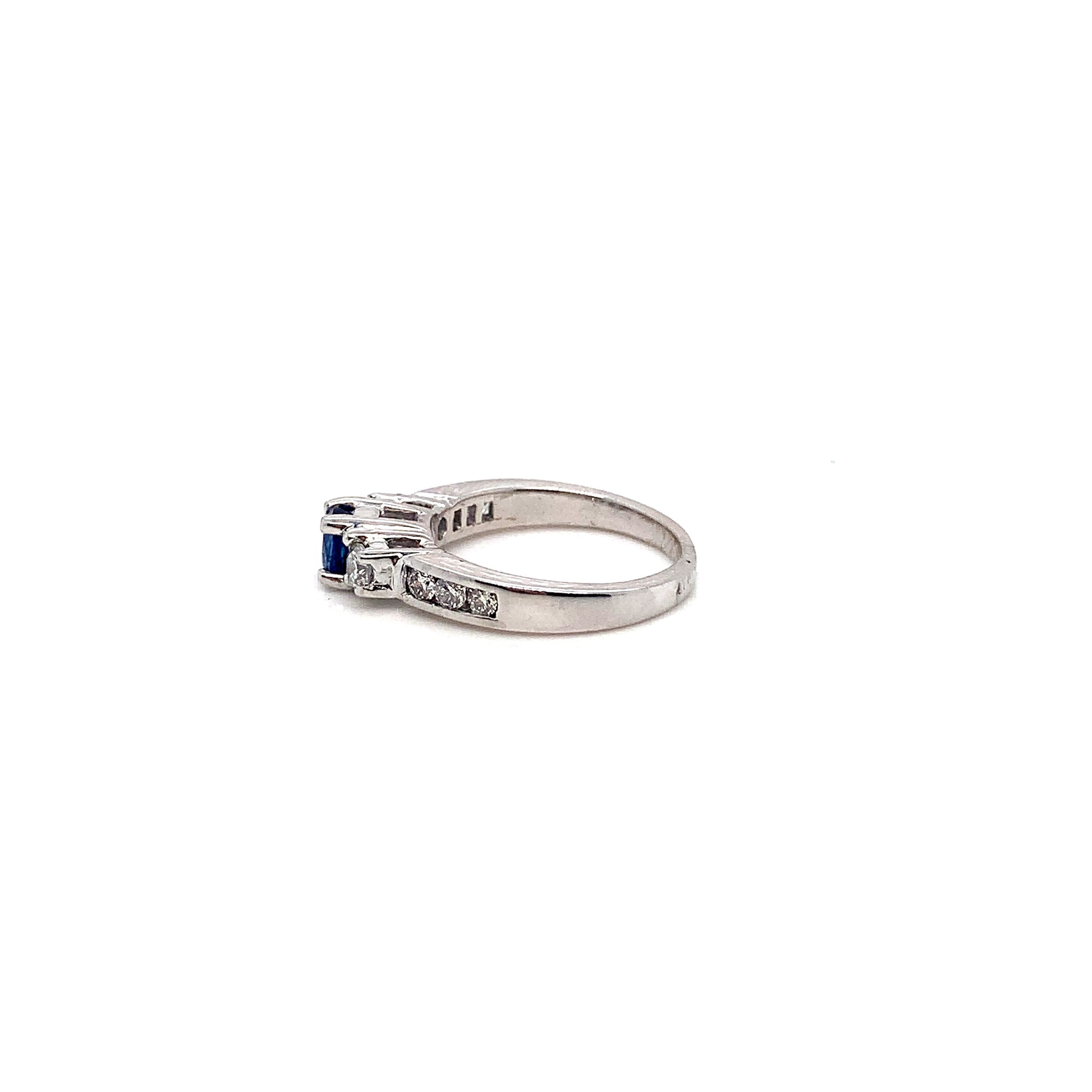 White Gold Sapphire Diamond Ring | 18K Elegant Design