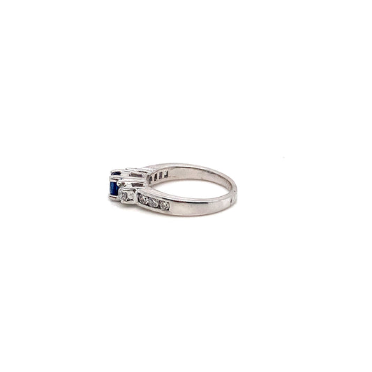White Gold Sapphire Diamond Ring | 18K Elegant Design
