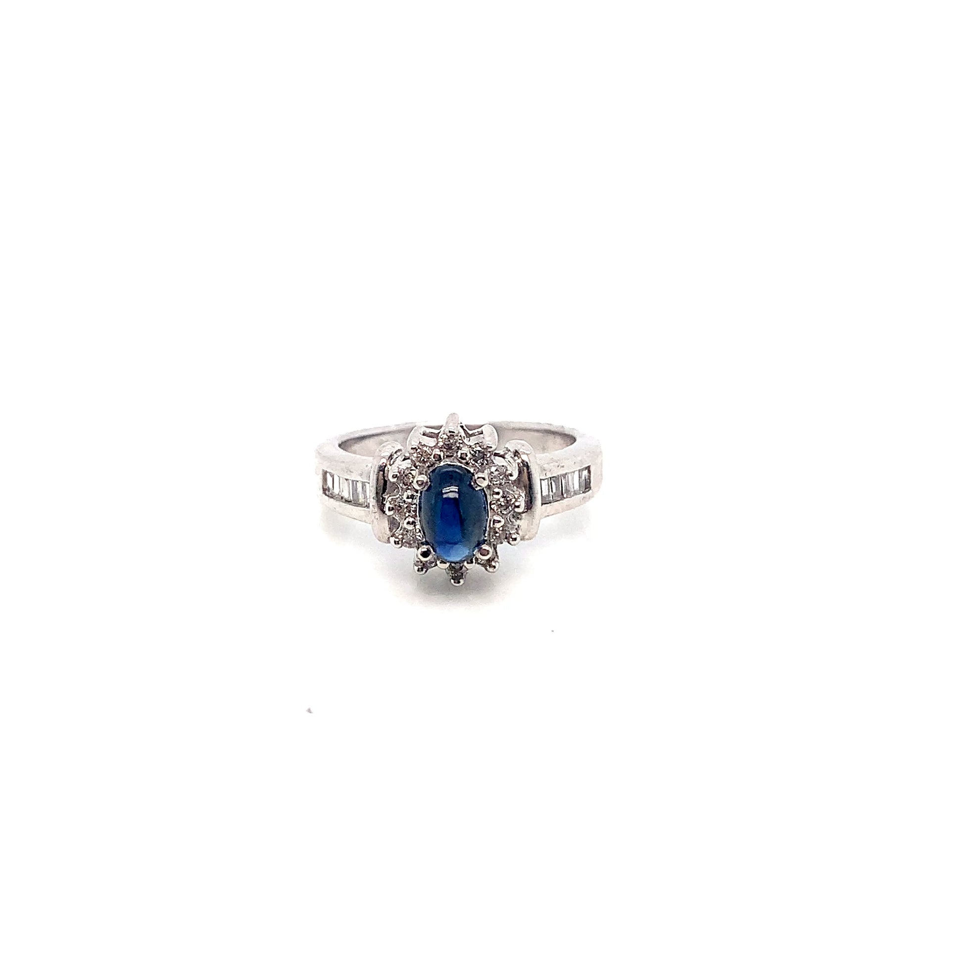 White Gold Sapphire Diamond Ring | 14K Fantasy Design