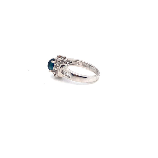 White Gold Sapphire Diamond Ring | 14K Fantasy Design