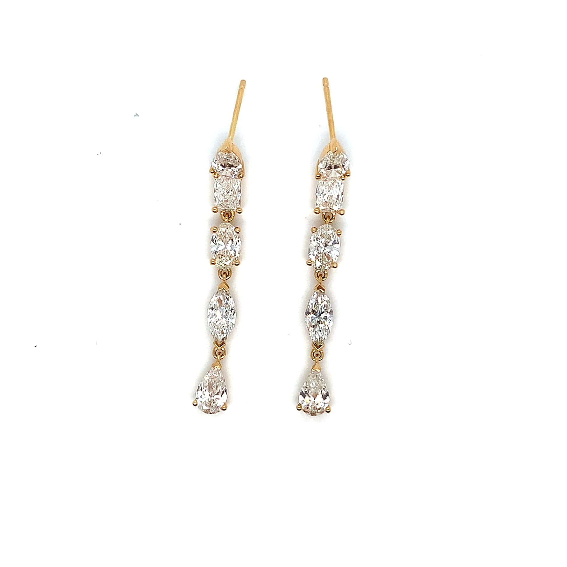 Gold Diamond Drop Earrings | 18K Elegant Design