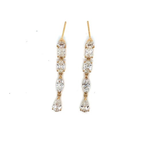 Gold Diamond Drop Earrings | 18K Elegant Design