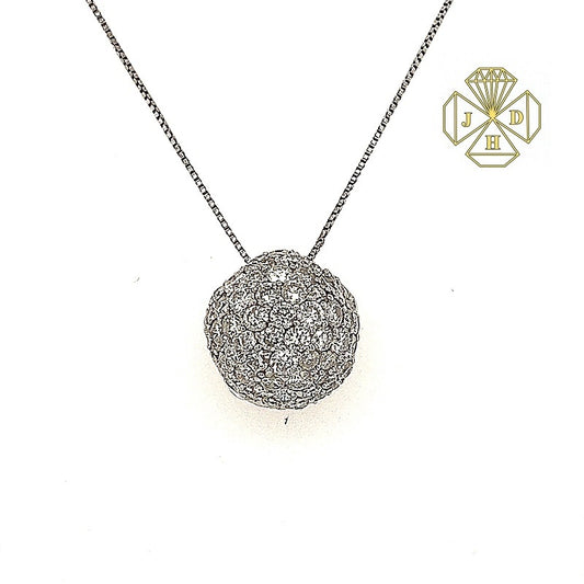 18K White Gold Skull Pendant with Chain