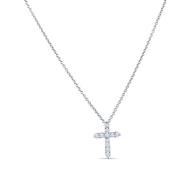 Diamonds Captivate the Eye in This Dazzling Cross Design 18K White Gold Pendant