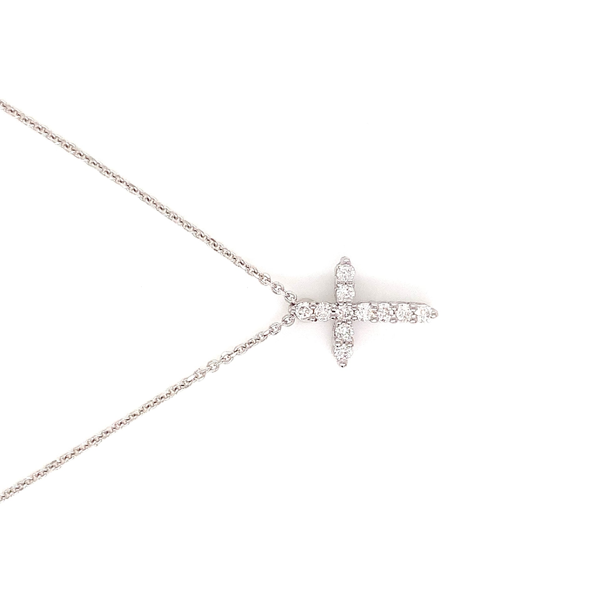 White Gold Natural Diamond Cross | 14K Minimalist Pendant