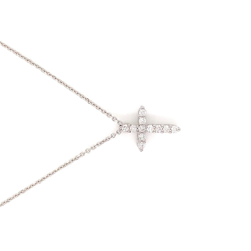 White Gold Natural Diamond Cross | 14K Minimalist Pendant