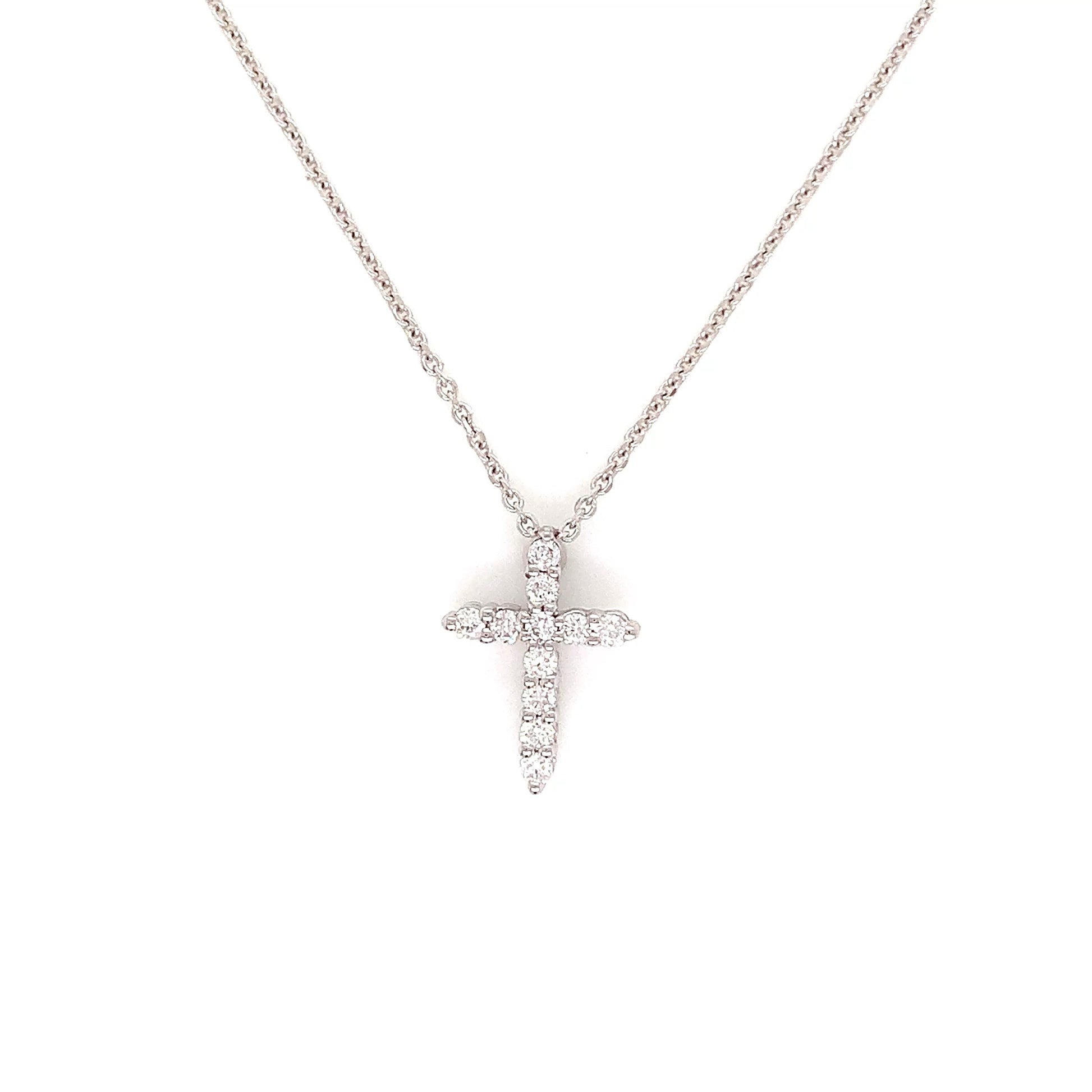 White Gold Natural Diamond Cross | 14K Minimalist Pendant