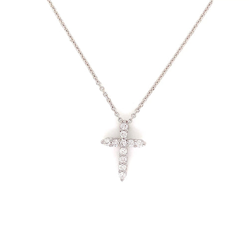 White Gold Natural Diamond Cross | 14K Minimalist Pendant