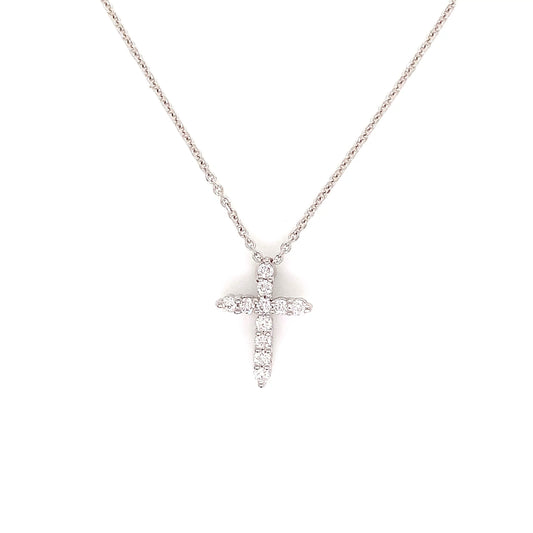 White Gold Natural Diamond Cross | 14K Minimalist Pendant