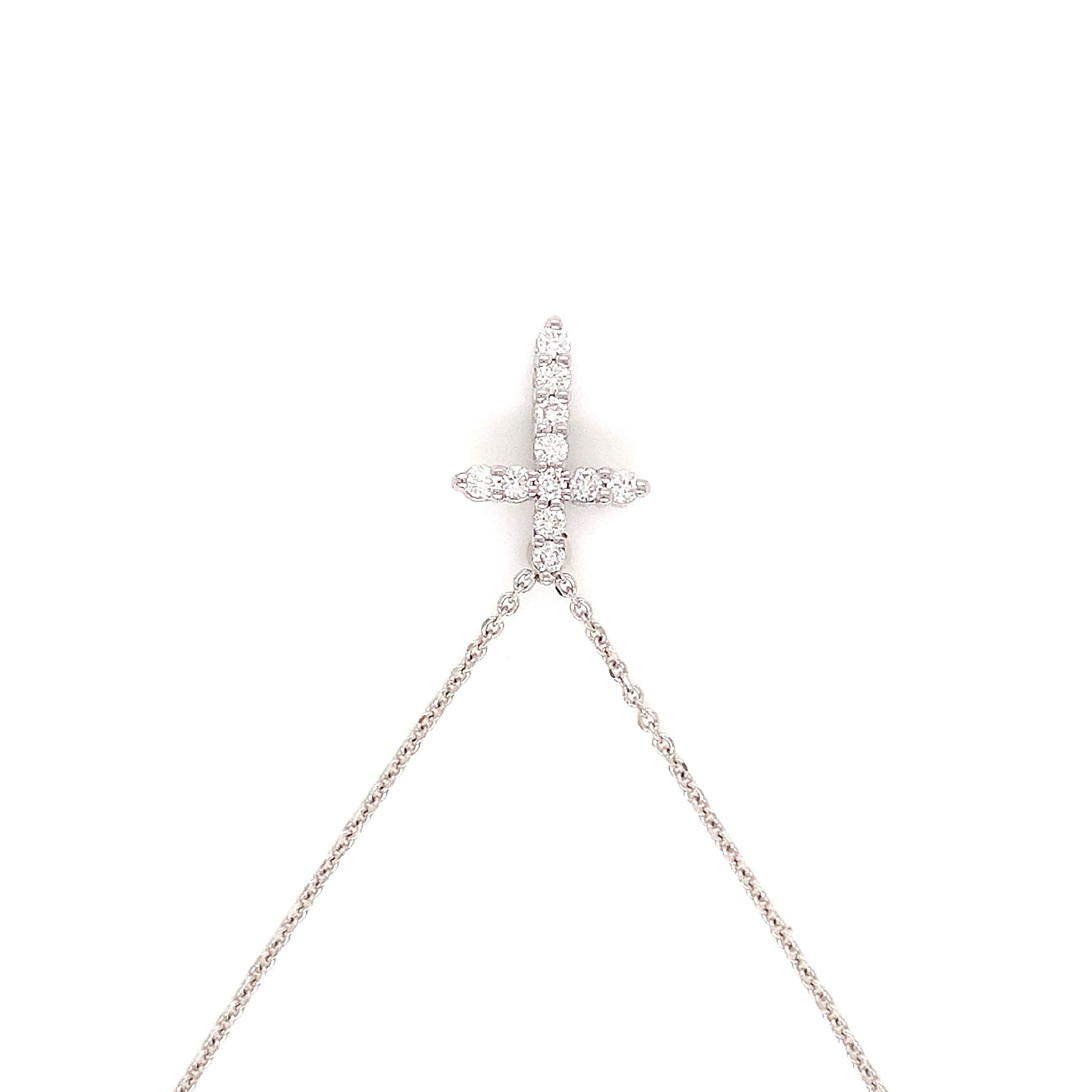 White Gold Natural Diamond Cross | 14K Minimalist Pendant