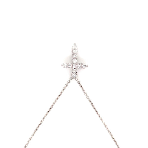 White Gold Natural Diamond Cross | 14K Minimalist Pendant