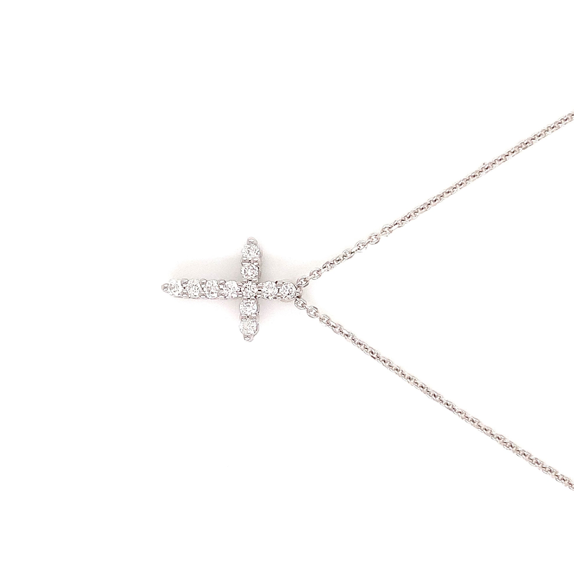 White Gold Natural Diamond Cross | 14K Minimalist Pendant