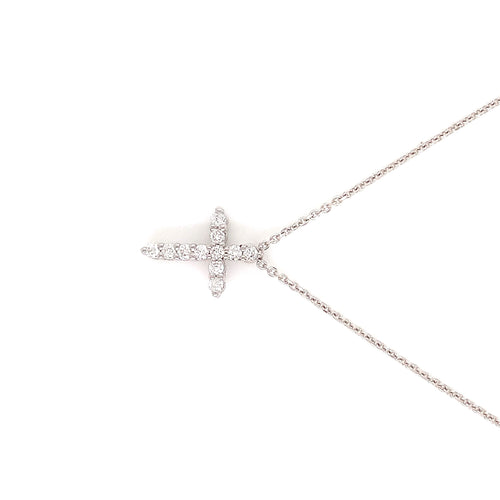 White Gold Natural Diamond Cross | 14K Minimalist Pendant
