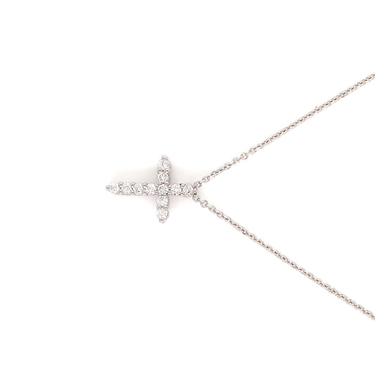White Gold Natural Diamond Cross | 14K Minimalist Pendant