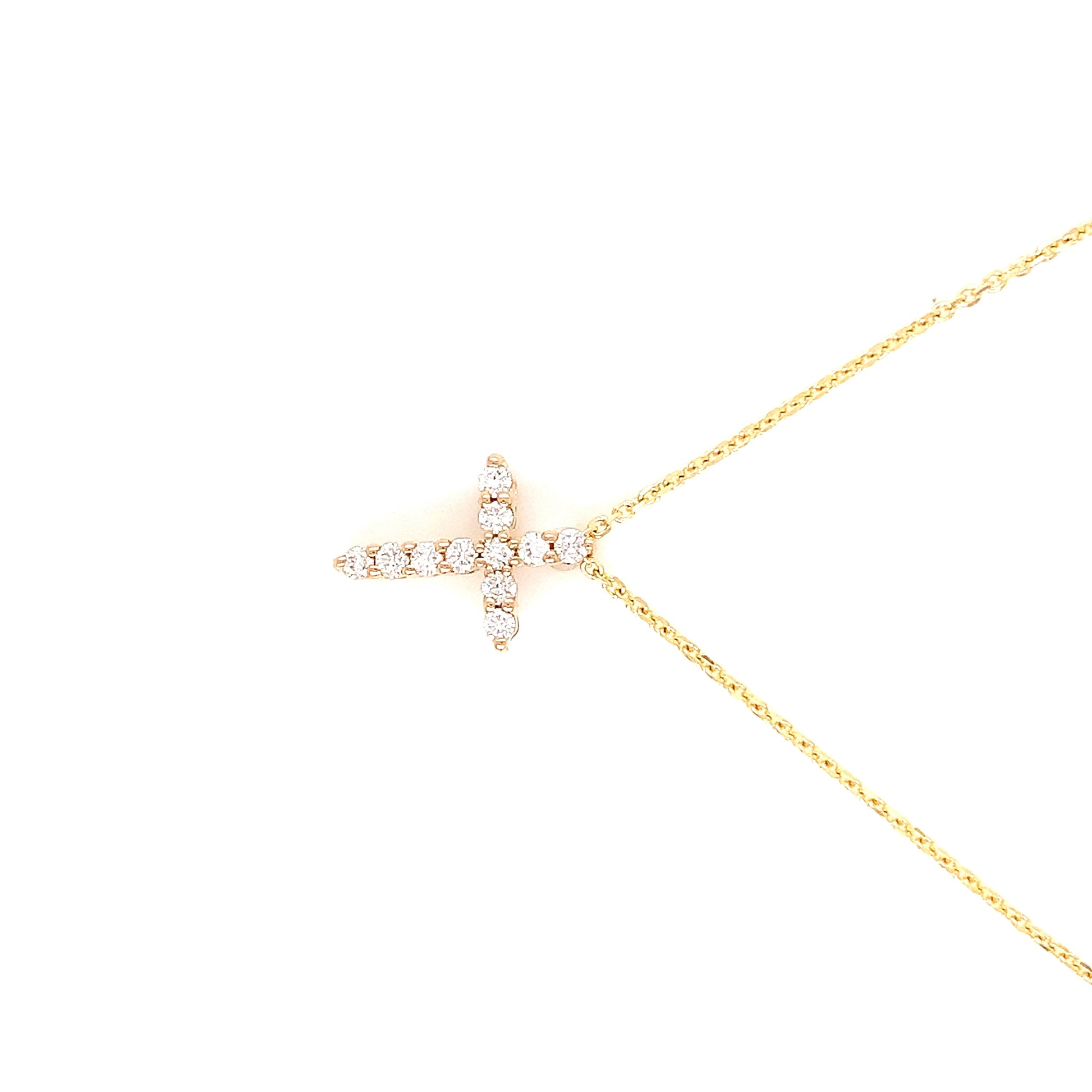 Yellow Gold Natural Diamond Cross | 14K Fine Jewelry
