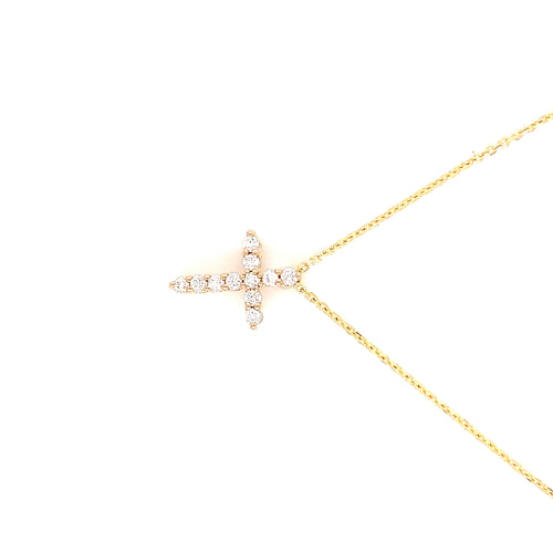 Yellow Gold Natural Diamond Cross | 14K Fine Jewelry