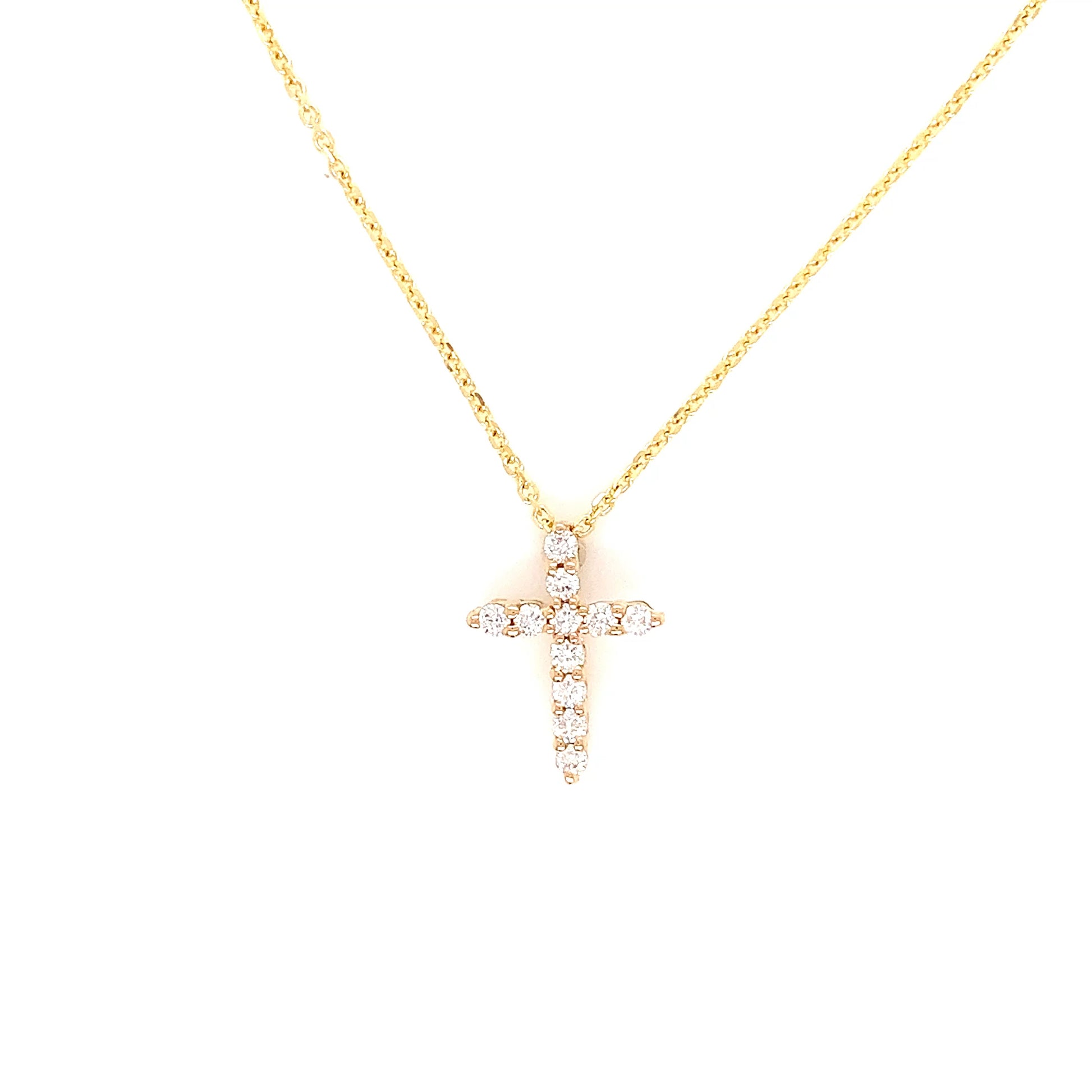 Yellow Gold Natural Diamond Cross | 14K Fine Jewelry