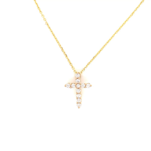 Yellow Gold Natural Diamond Cross | 14K Fine Jewelry