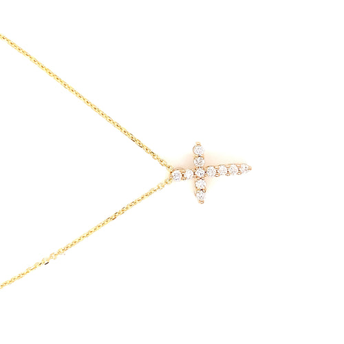 Yellow Gold Natural Diamond Cross | 14K Fine Jewelry