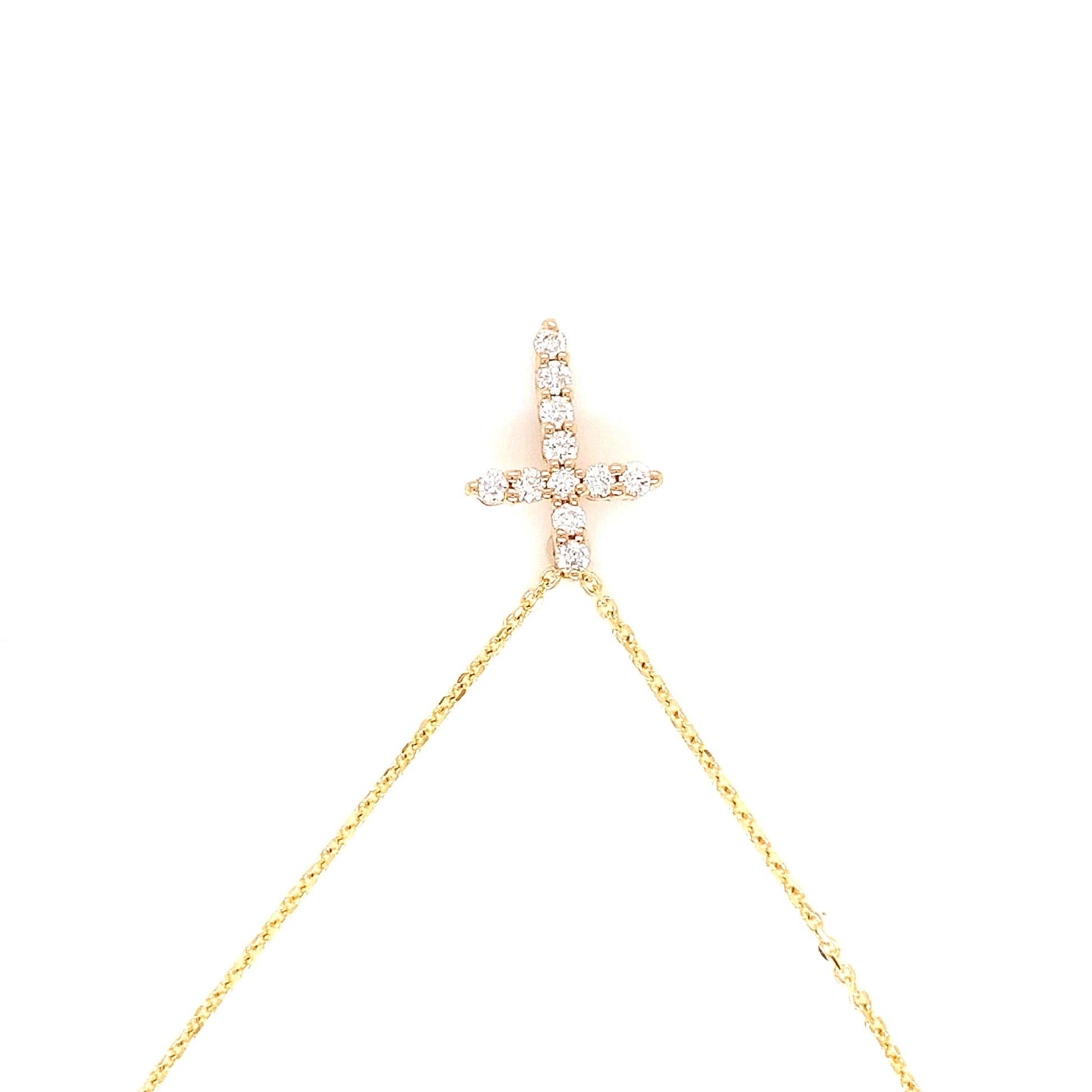 Yellow Gold Natural Diamond Cross | 14K Fine Jewelry