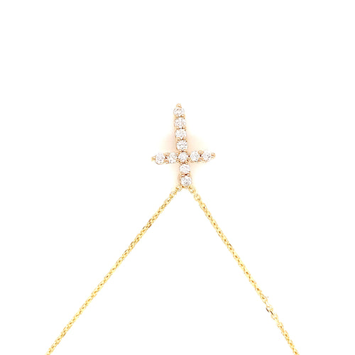 Yellow Gold Natural Diamond Cross | 14K Fine Jewelry