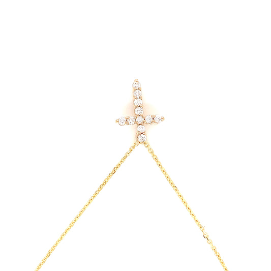 Yellow Gold Natural Diamond Cross | 14K Fine Jewelry