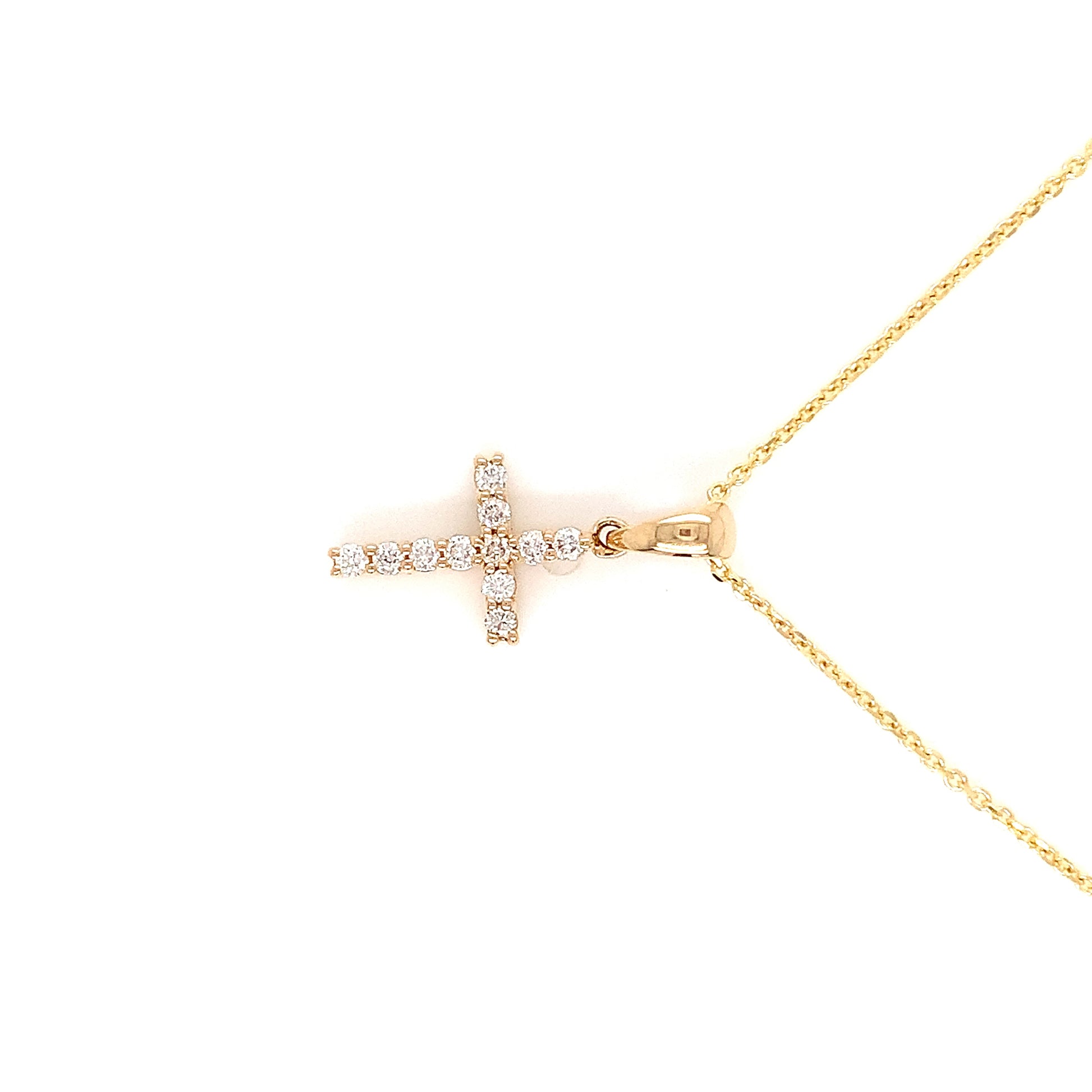 Yellow Gold Natural Diamond Cross | 14K Fine Jewelry Pendant