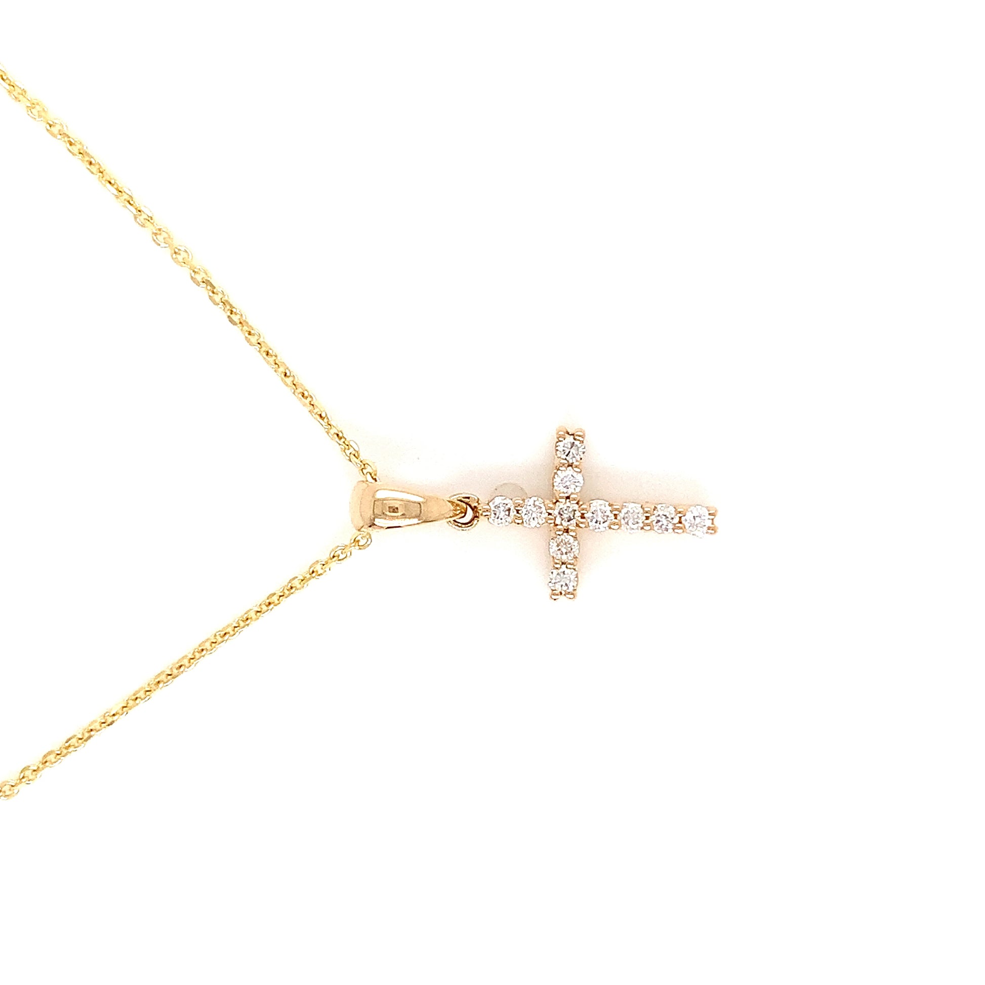 Yellow Gold Natural Diamond Cross | 14K Fine Jewelry Pendant