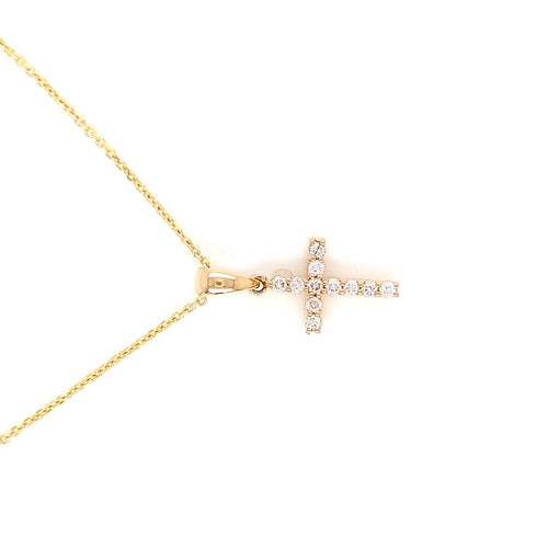 Yellow Gold Natural Diamond Cross | 14K Fine Jewelry Pendant