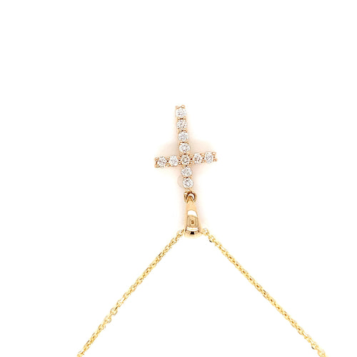 Yellow Gold Natural Diamond Cross | 14K Fine Jewelry Pendant