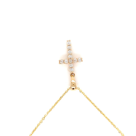Yellow Gold Natural Diamond Cross | 14K Fine Jewelry Pendant