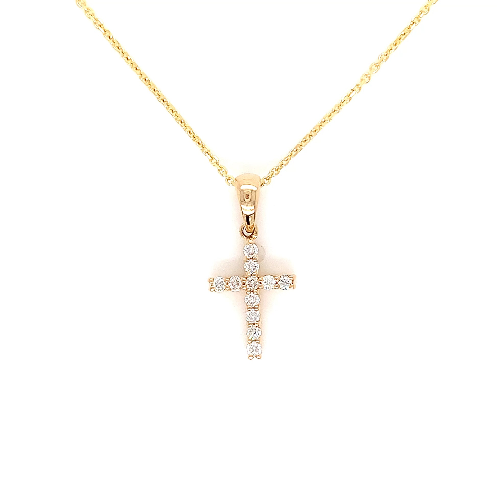 Yellow Gold Natural Diamond Cross | 14K Fine Jewelry Pendant