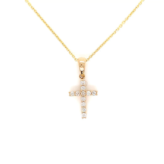 Yellow Gold Natural Diamond Cross | 14K Fine Jewelry Pendant