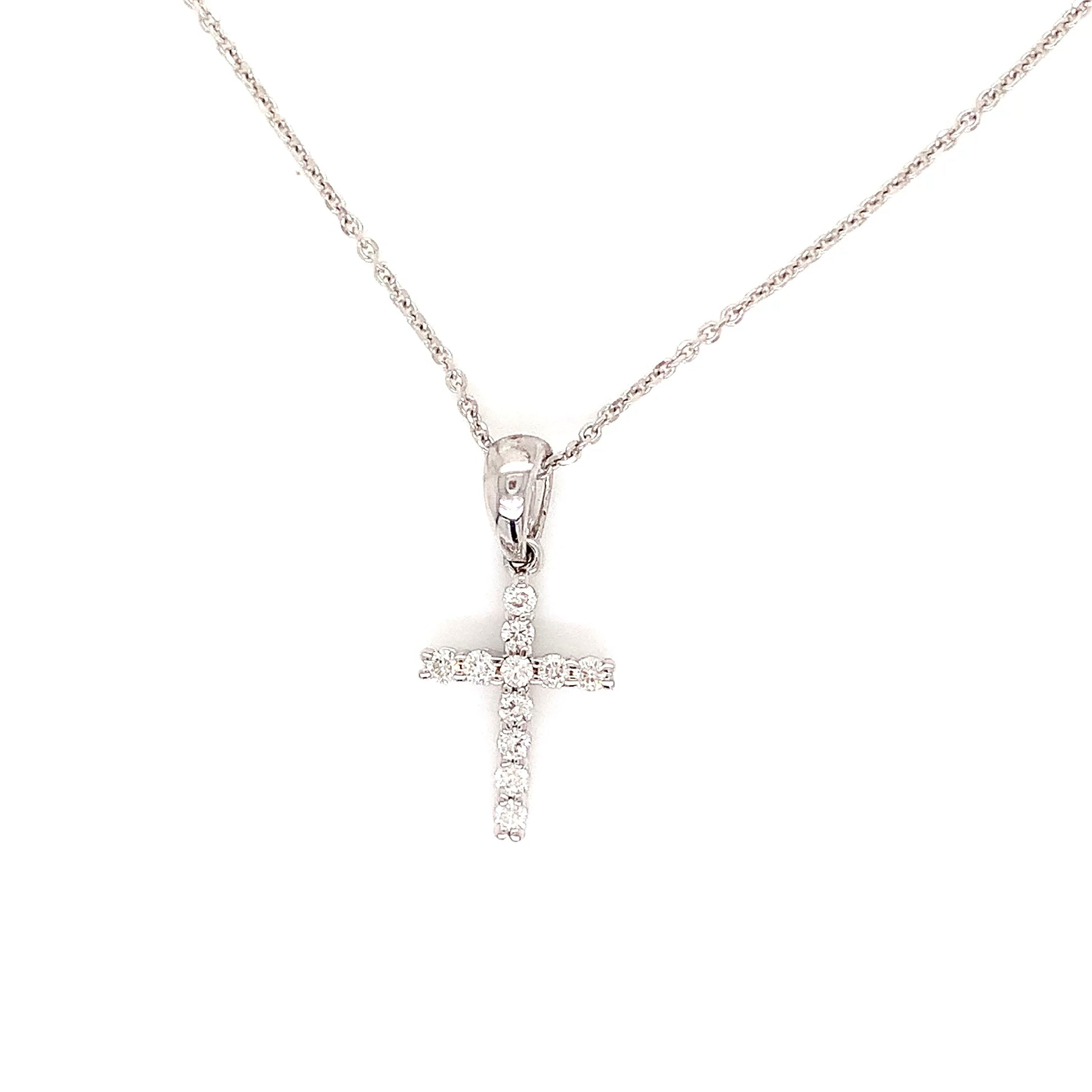 White Gold Natural Diamond Cross | 14K Elegant Fine Jewelry