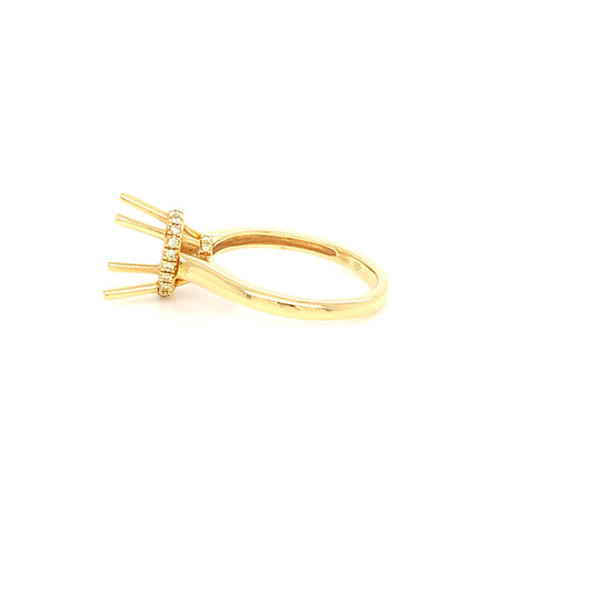 18kt Yellow Gold Semi Mount Ring – Hidden Halo Basket 0.13ct, Size 6.5