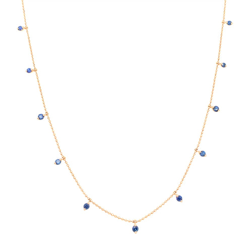 Blue Sapphire Bead Necklace – 0.55ct, 18" in 18kt Rose Gold