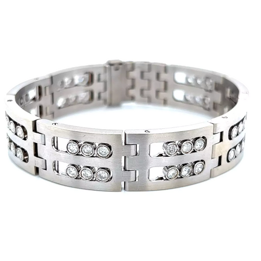 Premium 14k White Gold Diamond Men's Bracelet